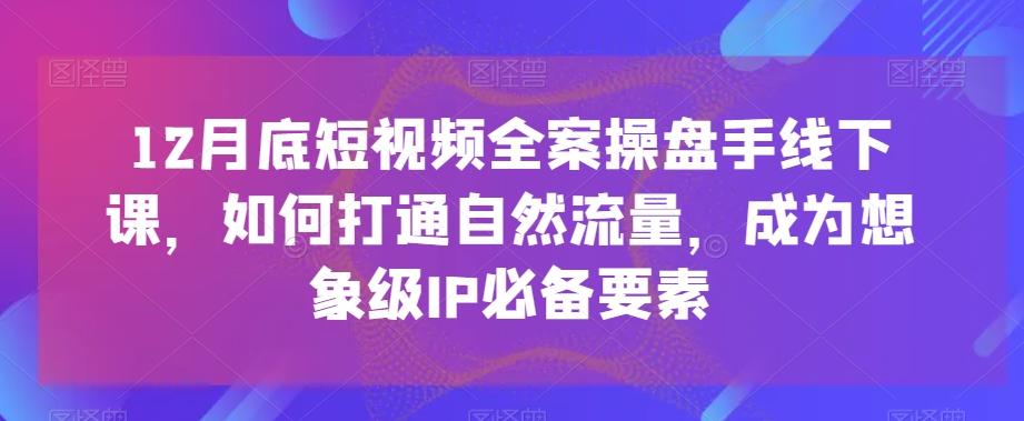 12月底短视频全案操盘手线下课，如何打通自然流量，成为想象级IP必备要素-策里行间