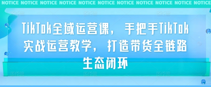 TikTok全域运营课，手把手TikTok实战运营教学，打造带货全链路生态闭环-策里行间