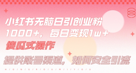 小红书无脑每日引流创业粉500+，小白每天只花半小时，躺赚长尾收益【揭秘】-策里行间