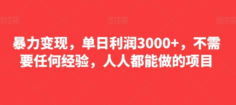 暴力变现，单日利润3000+，不需要任何经验，人人都能做的项目-策里行间