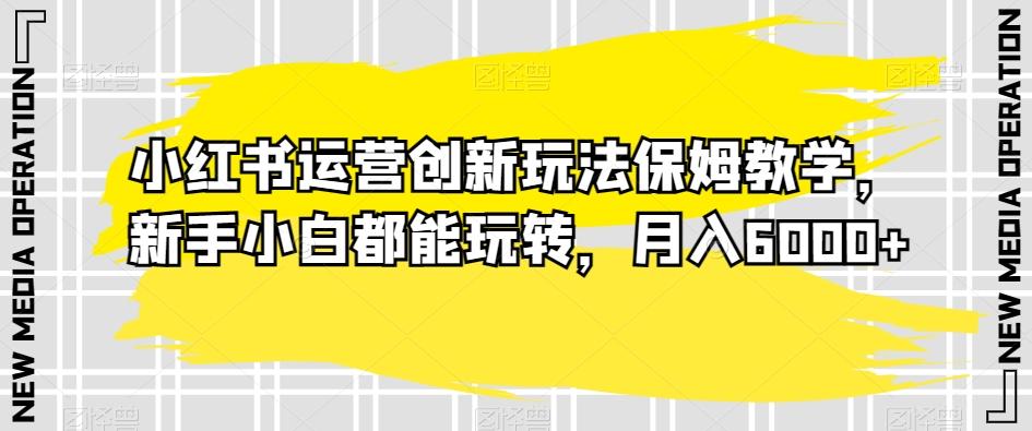小红书运营创新玩法保姆教学，新手小白都能玩转，月入6000+【揭秘】-策里行间