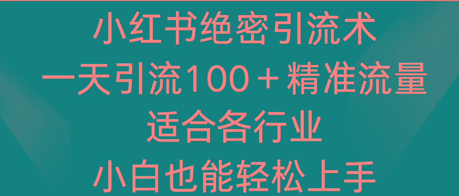 小红书绝密引流术，一天引流100＋精准流量，适合各个行业，小白也能轻松上手-策里行间