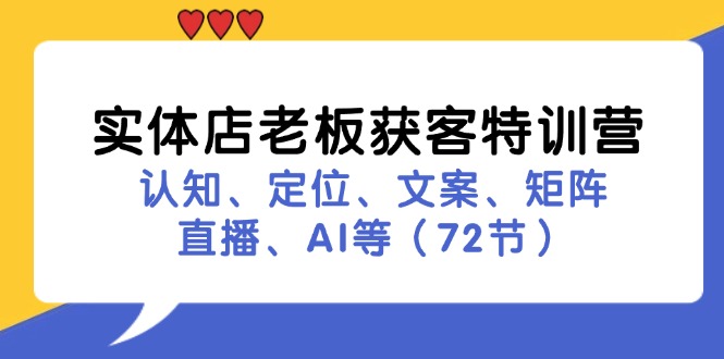 实体店老板获客特训营：认知、定位、文案、矩阵、直播、AI等(72节-策里行间