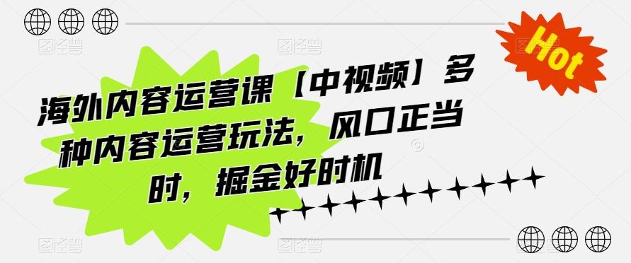 海外内容运营课【中视频】多种内容运营玩法，风口正当时，掘金好时机-策里行间