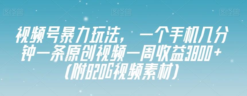 视频号暴力玩法，一个手机几分钟一条原创视频一周收益3800+（附820G视频素材）-策里行间