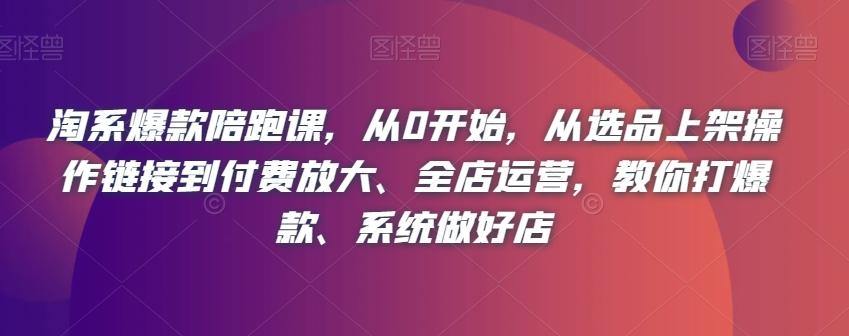 淘系爆款陪跑课，从0开始，从选品上架操作链接到付费放大、全店运营，教你打爆款、系统做好店-策里行间