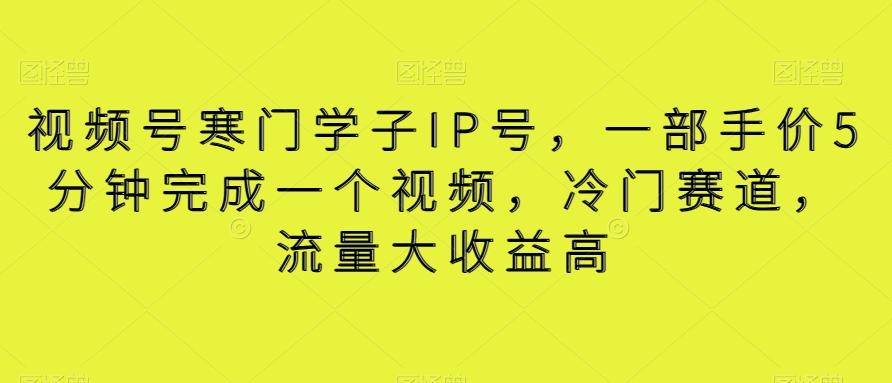 视频号寒门学子IP号，一部手价5分钟完成一个视频，冷门赛道，流量大收益高【揭秘】-策里行间