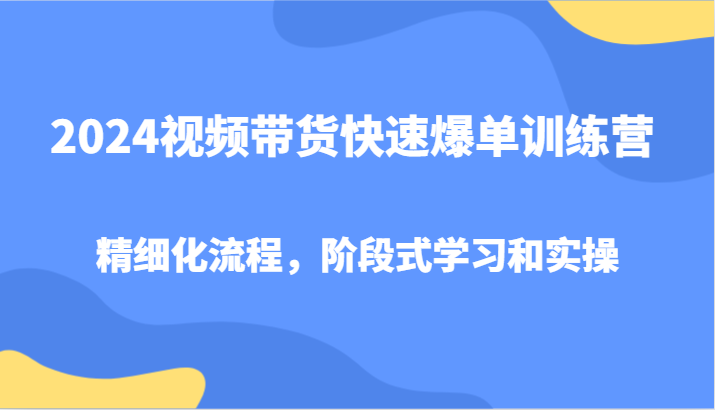 2024视频带货快速爆单训练营，精细化流程，阶段式学习和实操-策里行间