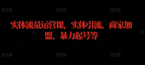实体流量运营课，实体引流、商家加盟、暴力起号等-策里行间