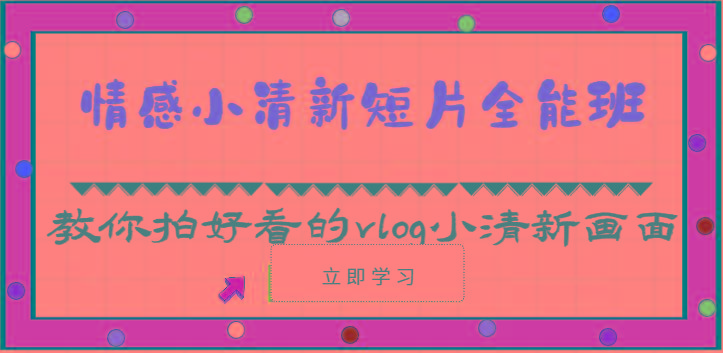 情感小清新短片全能班-教你拍好看的vlog小清新画面(30节课)-策里行间