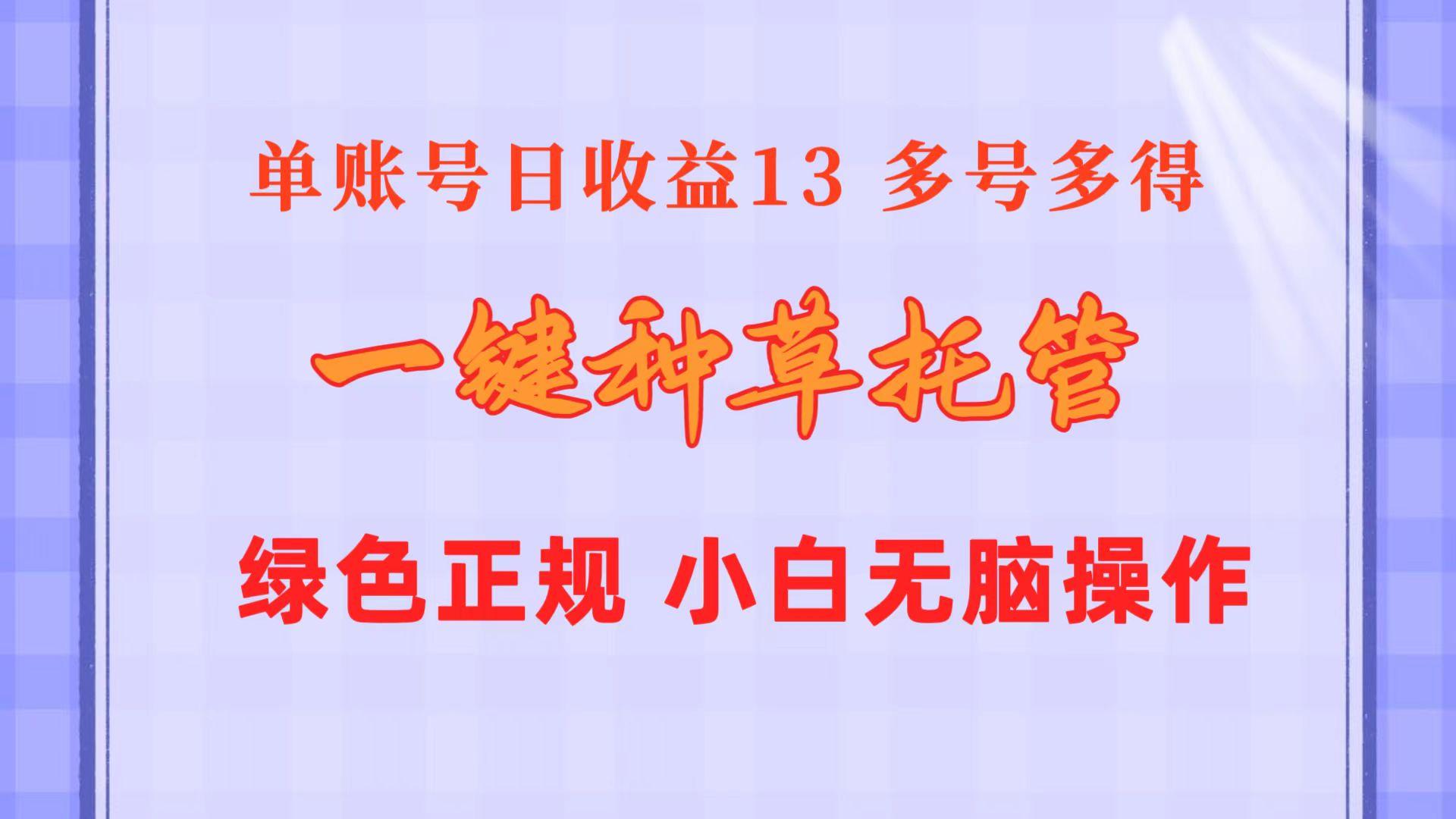 一键种草托管 单账号日收益13元  10个账号一天130  绿色稳定 可无限推广-策里行间