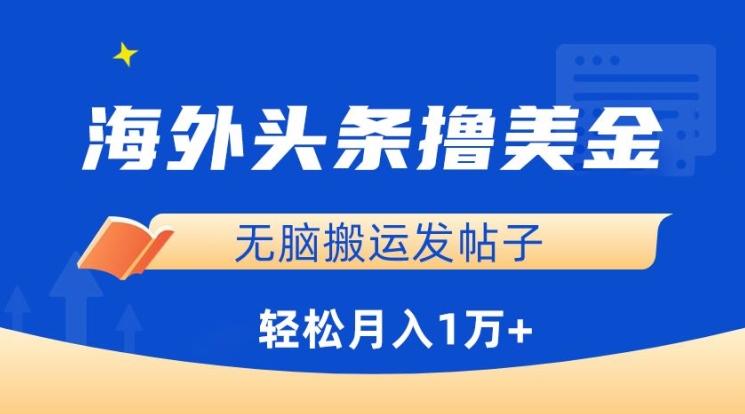 海外头条撸美金，无脑搬运发帖子，月入1万+，小白轻松掌握【揭秘】-策里行间