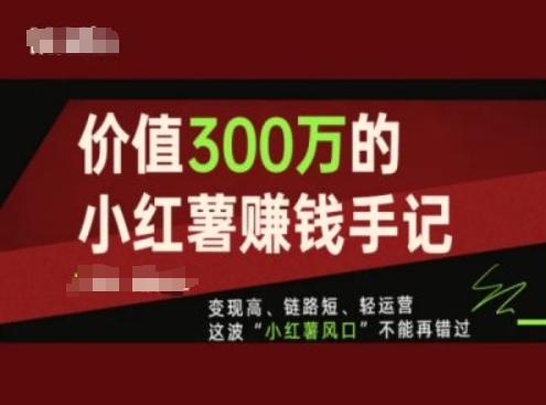 价值300万的小红书赚钱手记，变现高、链路短、轻运营，这波“小红薯风口”不能再错过-策里行间