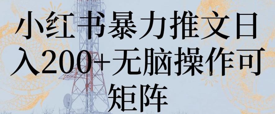 小红书暴力推文日入200+无脑操作可矩阵【揭秘】-策里行间