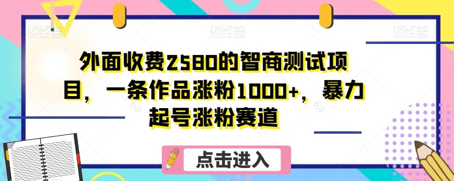 外面收费2580的智商测试项目，一条作品涨粉1000+，暴力起号涨粉赛道【揭秘】-策里行间