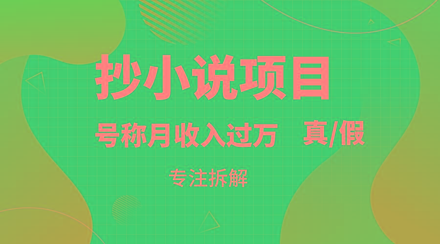 抄小说项目，号称月入过万，到底是否真实，能不能做，详细拆解-策里行间