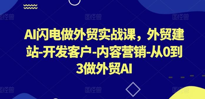 AI闪电做外贸实战课，​外贸建站-开发客户-内容营销-从0到3做外贸AI-策里行间