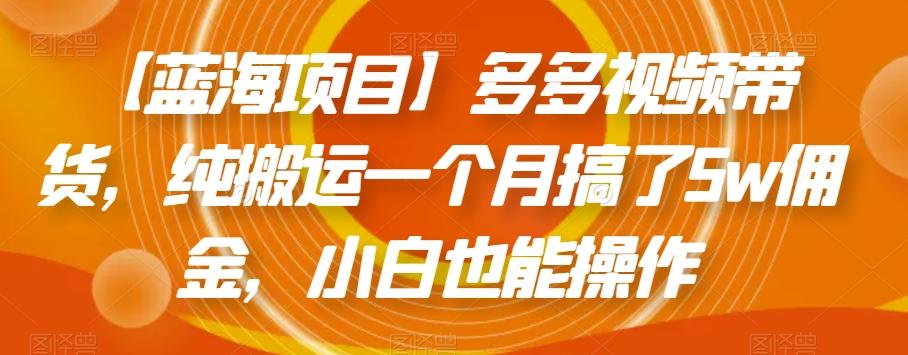 【蓝海项目】多多视频带货，纯搬运一个月搞了5w佣金，小白也能操作【揭秘】-策里行间