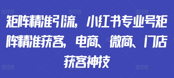 矩阵精准引流，小红书专业号矩阵精准获客，电商、微商、门店获客神技-策里行间