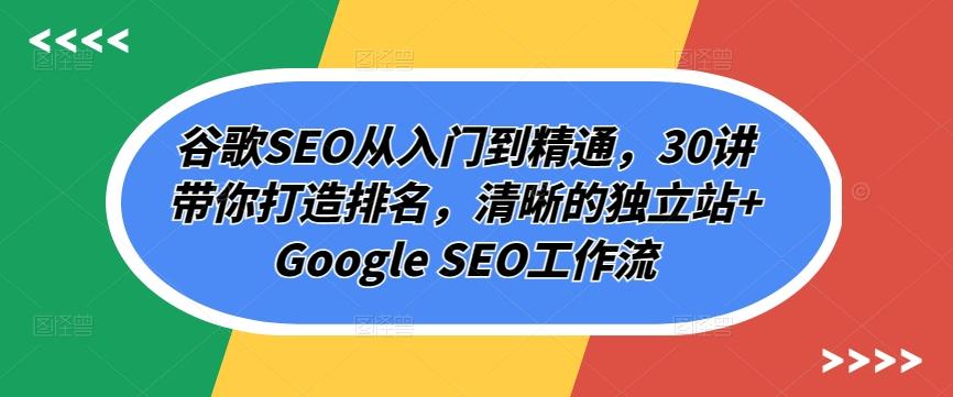 谷歌SEO从入门到精通，30讲带你打造排名，清晰的独立站+Google SEO工作流-策里行间