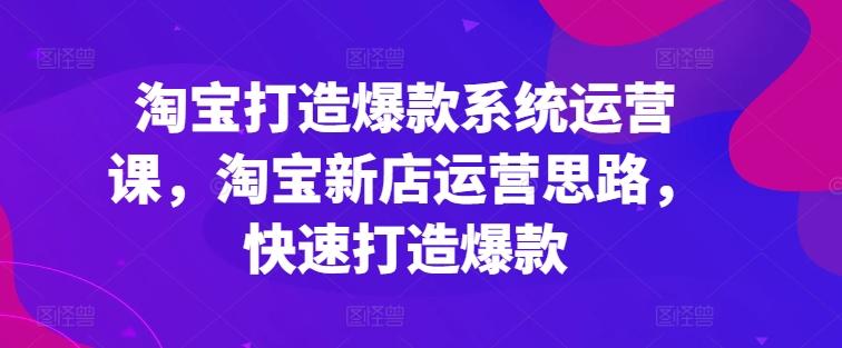 淘宝打造爆款系统运营课，淘宝新店运营思路，快速打造爆款-策里行间