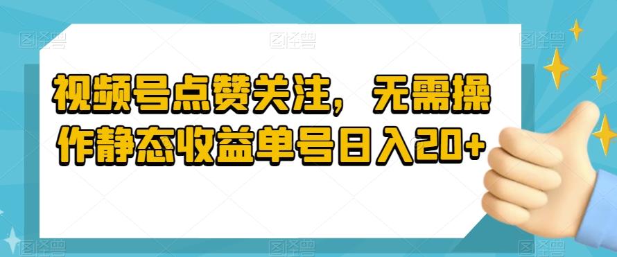 视频号点赞关注，无需操作静态收益单号日入20+-策里行间