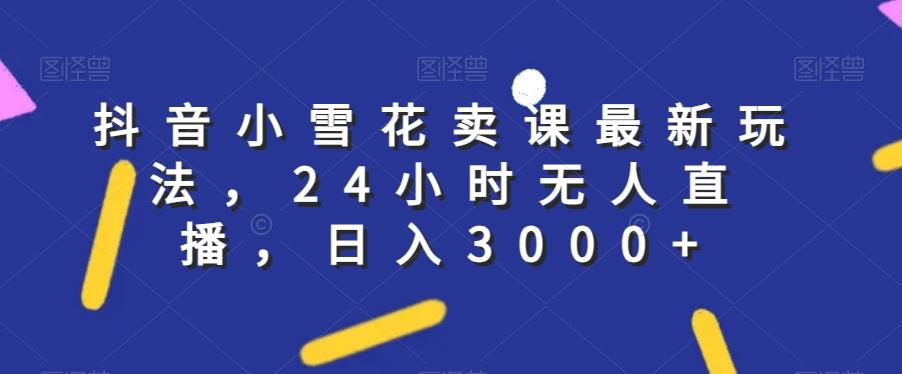 抖音小雪花卖课最新玩法，24小时无人直播，日入3000+【揭秘】-策里行间