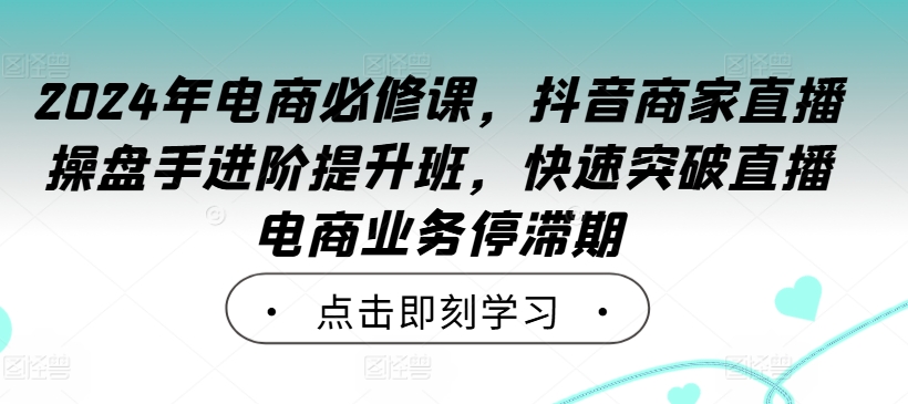 2024年电商必修课，抖音商家直播操盘手进阶提升班，快速突破直播电商业务停滞期-策里行间