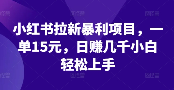 小红书拉新暴利项目，一单15元，日赚几千小白轻松上手【揭秘】-策里行间