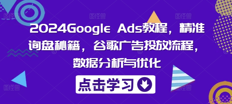 2024Google Ads教程，精准询盘秘籍，谷歌广告投放流程，数据分析与优化-策里行间