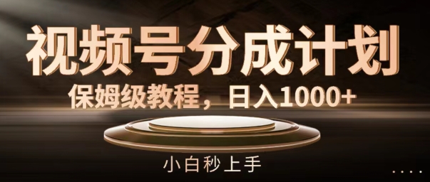 视频号分成计划保姆级教程，日入1K，小白秒上手【揭秘】-策里行间