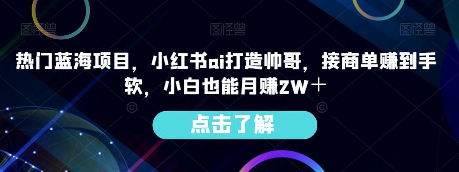 热门蓝海项目，小红书ai打造帅哥，接商单赚到手软，小白也能月赚2W＋-策里行间