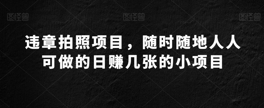 违章拍照项目，随时随地人人可做的日赚几张的小项目-策里行间
