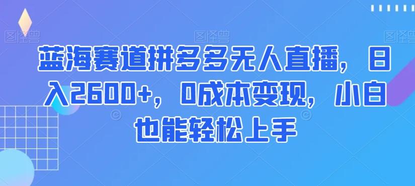 蓝海赛道拼多多无人直播，日入2600+，0成本变现，小白也能轻松上手【揭秘】-策里行间