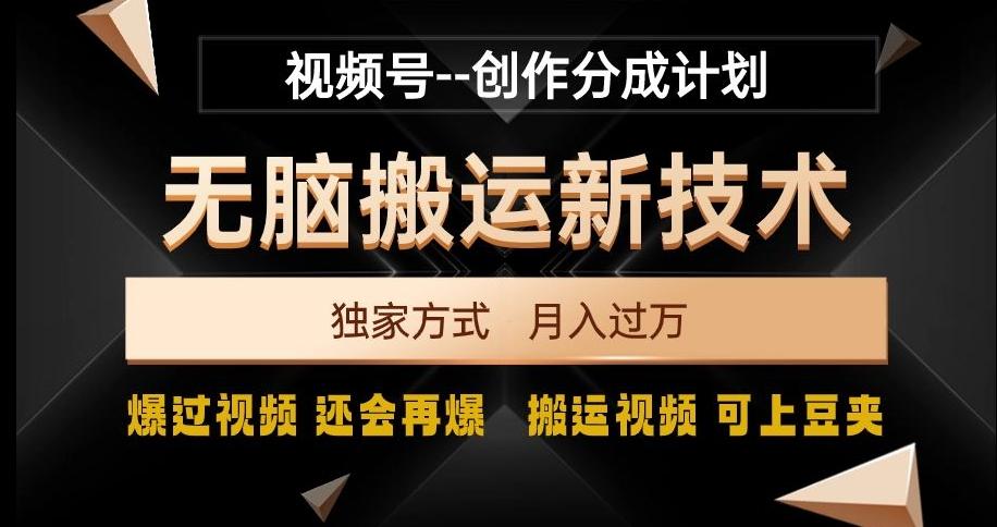视频号无脑搬运新技术，破原创壕流量，独家方式，爆过视频，还会再爆【揭秘】-策里行间