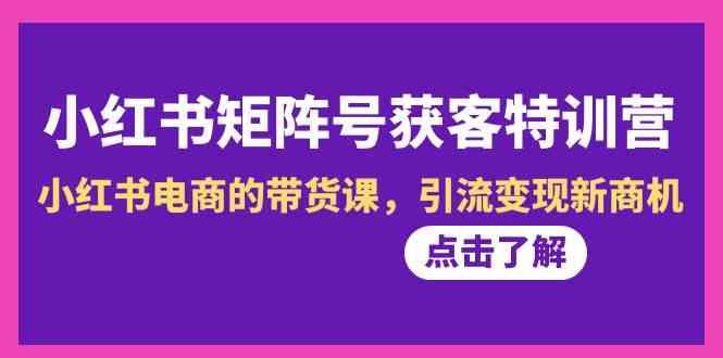 小红书矩阵号获客特训营-第10期，小红书电商的带货课，引流变现新商机-策里行间