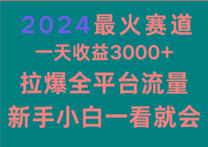 2024最火赛道，一天收一3000+.拉爆全平台流量，新手小白一看就会-策里行间