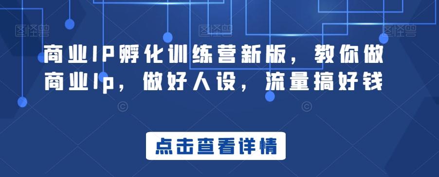 商业IP孵化训练营新版，教你做商业Ip，做好人设，流量搞好钱-策里行间
