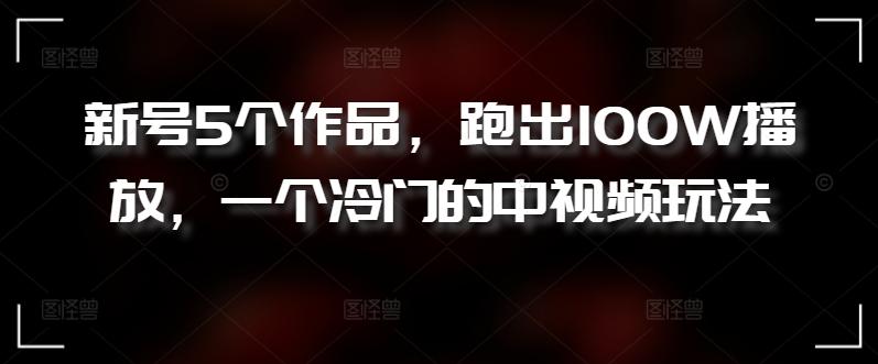 新号5个作品，跑出100W播放，一个冷门的中视频玩法【揭秘】-策里行间