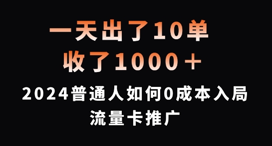 一天出了10单，收了1000+，2024普通人如何0成本入局流量卡推广【揭秘】-策里行间