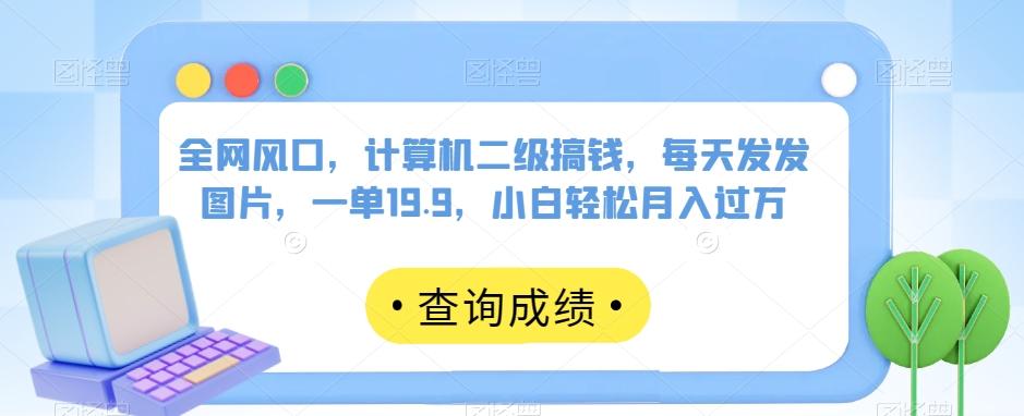 全网风口，计算机二级搞钱，每天发发图片，一单19.9，小白轻松月入过万【揭秘】-策里行间