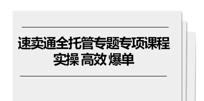速卖通 全托管专题专项课程，实操 高效 爆单(11节课-策里行间