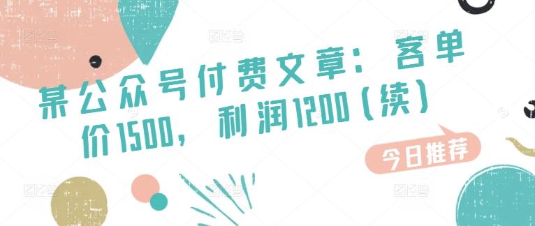某公众号付费文章：客单价1500，利润1200(续)，市场几乎可以说是空白的-策里行间
