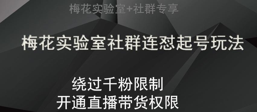 梅花实验室社群连怼起号玩法，视频号绕过千粉限制，开通直播带货权限【揭秘】-策里行间