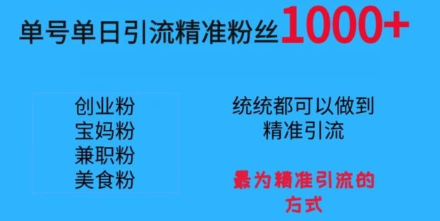 单号单日引流精准粉丝1000+，最为精准引流的方式-策里行间