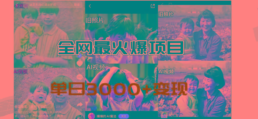 全网爆火的AI让老照片动起来教程，蹭热点日赚3000+，内含免费工具一键…-策里行间