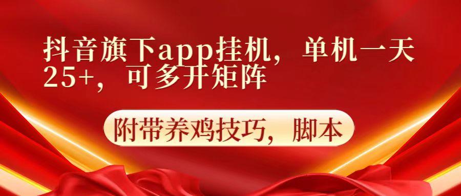抖音旗下app自动挂机，单机一天收益25+，可多开矩阵-策里行间