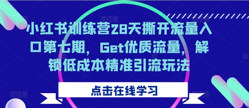 小红书训练营28天撕开流量入口第七期，Get优质流量，解锁低成本精准引流玩法-策里行间