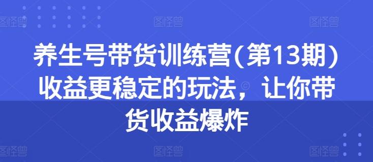 养生号带货训练营(第13期)收益更稳定的玩法，让你带货收益爆炸-策里行间