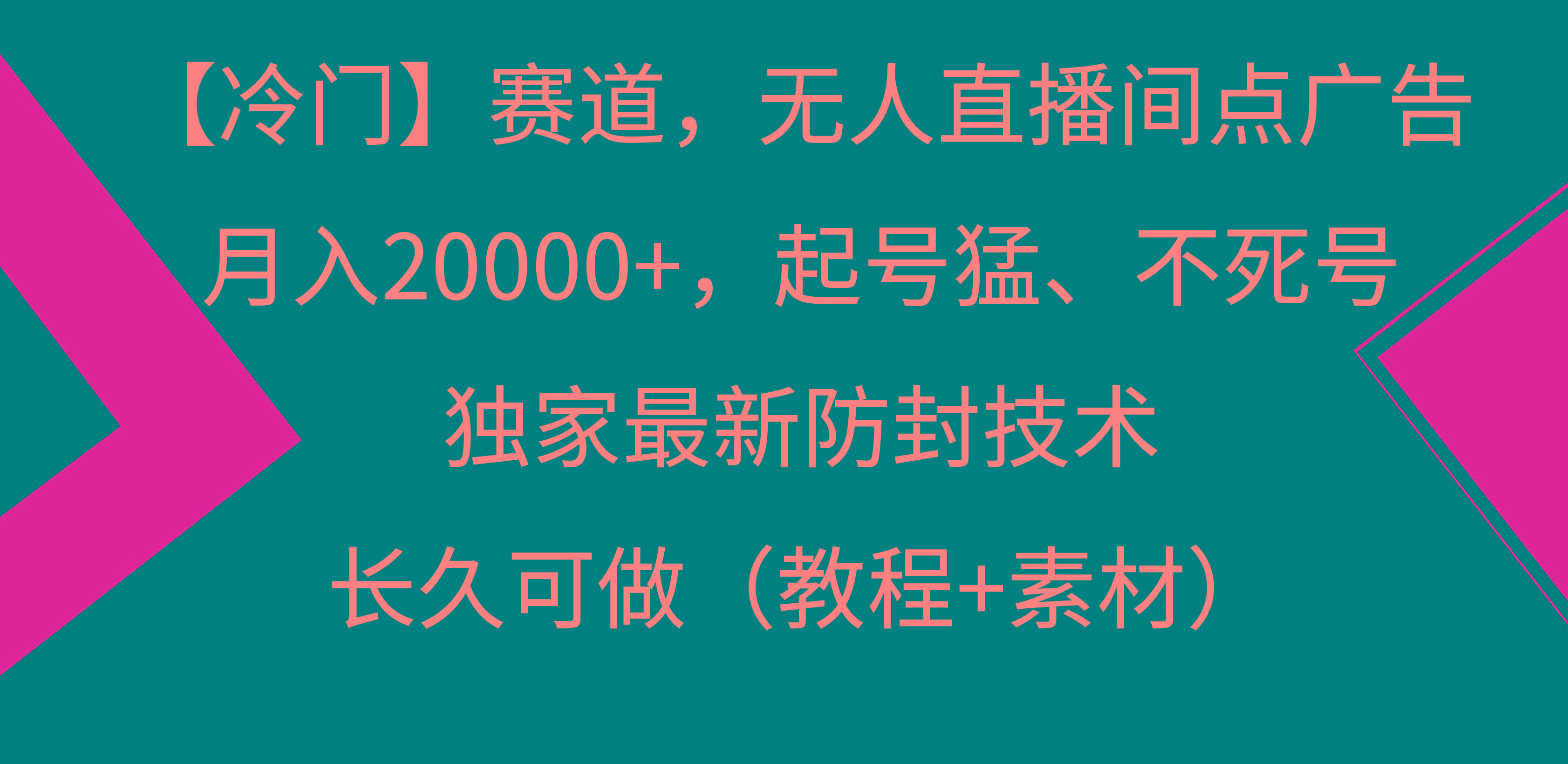 【冷门】赛道，无人直播间点广告，月入20000+，起号猛、不死号，独家最…-策里行间